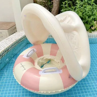 Produktbild von Sonneklappe für Babys: bliebaren Sicherheitsstuhl, faltbarer Schwimmring | Schwimmbrett für Kleinkinder in Retro-Design, verstellbares Wasserspielzeug