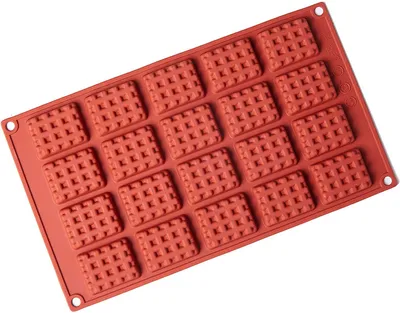 Silikon-Waffelform, 20 runde Mini-Mulden, 29,5 x 17,5 cm, rot