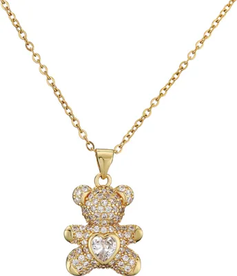 Produktbild von Halskette - Gold - Teddy - Zirkonia - Modernität - Eleganz - Antiallergischer Schmuckstahl