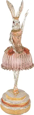 Immagine prodotto di Clayre & Eef Figurina Coniglio 11x11x35 cm Rosa Beige Poliresina