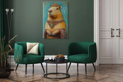 Obrázek produktu pro Abstraktní obraz na plátně do obývacího pokoje Princezna Kapybara Imitace 80x120