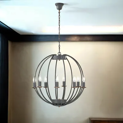 Produktbild von Kronleuchter Metall Ø 55 cm E14 Grau Vintage Lüster Hängelampe Esstisch
