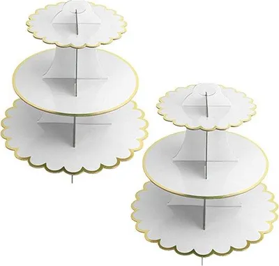 Produktbild von Famanu Set von 2: 3-stufige Torten- und Cupcake-Präsentationsständer - Weiß