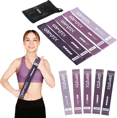 Produktbild von Gymtek® Widerstandsbänder Set - 5 Stück, 0.5-30 kg - Fitnessbänder, Resistance Bands, Gymnastikband - Yoga, Pilates, Krafttraining, Fitness