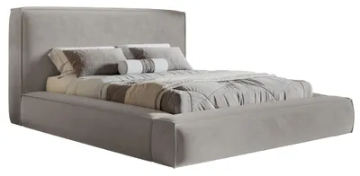 Produktbild von Polsterbett 140 x 200 cm Karano mit Dicker Schaum - Doppelbett 140x200 cm, Bettkasten, Metall-Lattenrost - Samtstoff Hellgrau