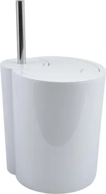 Produktbild von Spirella WC Bürste und Abfalleimer "Moon" 2in1 | Toilettenbürste Kosmetikeimer 6 Liter mit Ring zum unsichtbaren einhängen vom Müllbeutel | 24x20,5x40cm | Weiß