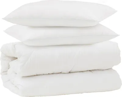 Produktbild von Bettwäsche-Set mit Kissen 3 Stk. Weiß Mikrofaser