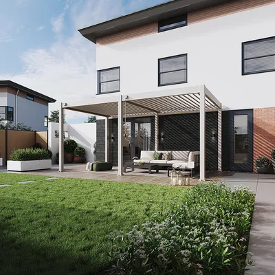 Produktbild von Weide Classic Pergola Aluminium 3x5,3m mit Lamellendach freistehend Ivory Sand