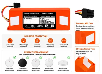Image de Batterie de remplacement, 12800 mAh, compatible avec plusieurs modèles, lot de 4 batteries 14,4 V 12800 mAh