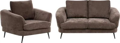 Produktbild von BELIANI 3-Sitzer Sofa Set Dunkelbraun Chenille Stoff mit Schwarzem Metallgestell Lose Rückenkissen Modernes Design Wohnzimmer Sitzgruppe