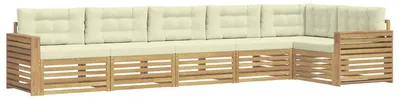 Productafbeelding van vidaXL Buitenloungeset, 6-delig, wit en crème, polyester