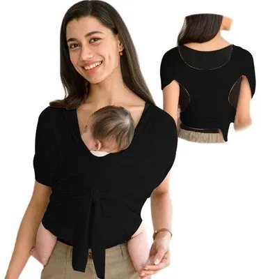 Immagine prodotto di Unyqoos®: Marsupio elastico ed ergonomico per neonati fino a 15 kg – tessuto morbido e traspirante per neonati, con fasce incrociate, per essere indossato senza mani