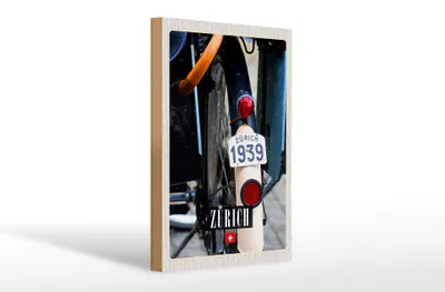 Produktbild von Holzschild Reise 20x30cm Zürich Fahrrad 1939 Europa