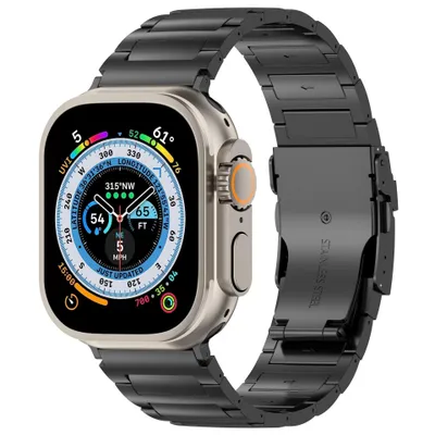 Produktbild von FFO2World Titan-Uhrenarmband – Leichtes Metallarmband mit sicherem Verschluss – Für Apple Watch 49/46/45/44/42 mm (Ultra 1–3, Serie 1–11, SE) –Schwarz
