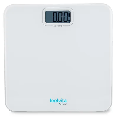 Produktbild von Genius Feelvita Acticur Körperwaage – Digitale Personenwaage mit hochpräzisen Sensoren, extragroße 31×31 cm Trittfläche, gut ablesbares LCD Display