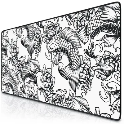 Imagen del producto de Alfombrilla para ratón de gaming Titanwolf XXL, color , 900 x 400 mm. Alfombrilla de gran tamaño (XXL), ideal para escritorio, que mejora la precisión y la velocidad. Diseño: Tatuaje de Koi