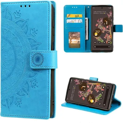 Produktbild von Hülle für Google Pixel 6 Handyhülle Tasche Flip Case Cover Etui Mandala Blau