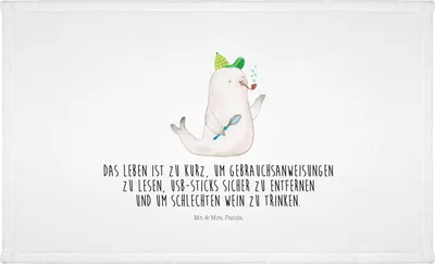 Produktbild von Mr. & Mrs. Panda Handtuch Robbe Sherlock - Weiß - Geschenk, gesichtshandtuch, Flauschtuch, 50x100, Baumwollhandtuch, Lustige Sprüche, kleines