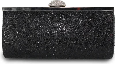 Produktbild von Schwarz Damen Clutch Glitzer Elegant Abendtasche Glänzend Handtasche Envelope Tasche Strass Unterarmtasche mit Kette für Hochzeit Wedding Prom Party, 23cm x 12cm x 4cm