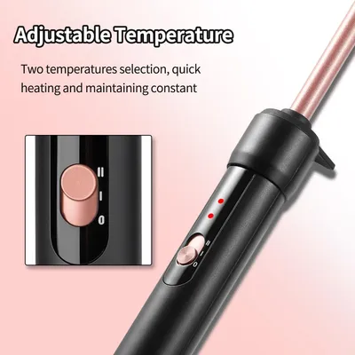 Produktbild von 9 mm Mini Lockenstab für kleine Locken, Turmalin-Keramik, 2 Temperaturstufen 180/210 °C, für kurzes bis langes Haar, Handschuh, Dual-Voltage, Geschenk