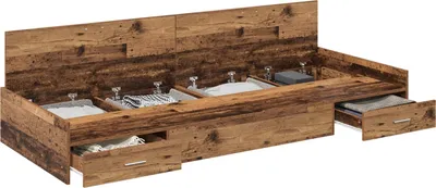 Zdjęcie produktu dla vidaXL Rama łóżka z wezgłowiem z drewna odzyskanego 90 x 200 cm materiał drewnopochodny