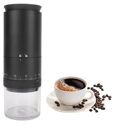 Elektrische Kaffeemühle, 38 Mahlgrade, USB, 110 ml, schwarz