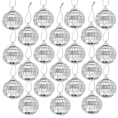 Productafbeelding van Spiegelballen set - Discoballen decoratie - Feestelijke sfeer creëren - Reflecterende effecten - 4 cm 24 stuks - Zilver