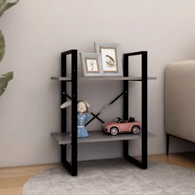 Produktbild von "Winter Sale" Bücherregal 2 Böden Grau 60x30x70cm Massivholz Kiefer - Bücherregale clorisNeu205651 - Bücherregale