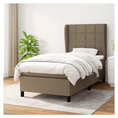 Produktbild von Lattenrost mit Matratze, Taupe, 90 x 200 cm, Stoff, Plattformbett, mit Lattenhalter, einfache Montage, für Schlafzimmer, Erwachsene