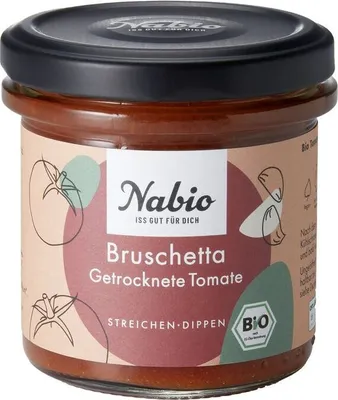 Produktbild von Nabio Mediterraner Aufstrich Bruschetta getrocknete Tomate - - 135g x 6 - 6er Pack VPE
