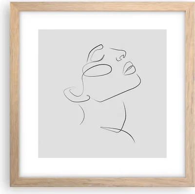 Produktbild von Gerahmtes Poster - Rahmen in heller Eiche - Stück Linear Gesicht - 30x30 cm - Wand Bild - Wanddeko - Wandbilder - Kunstposter - Wandposter - Bilderrahmen - Bilder - Kunstdruck - P2NAC30x30-4823
