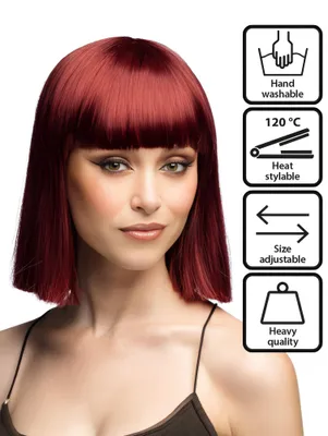 Produktbild von Blunt Bob mit Pony Perücke sienabraun