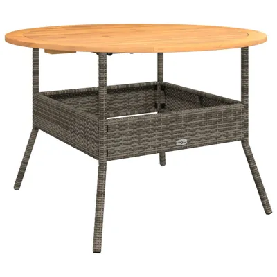 Produktbild von Gartentisch mit Holzplatte Grau Ø110x71 cm Poly Rattan