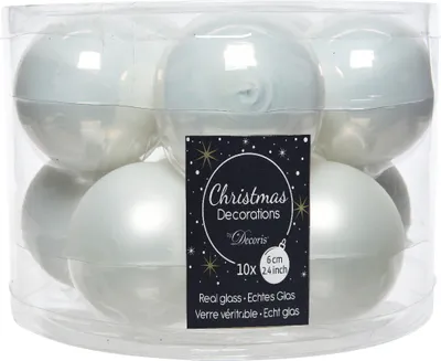 Produktbild von Weihnachtskugeln Glas 6cm winterweiß, 10 Stück