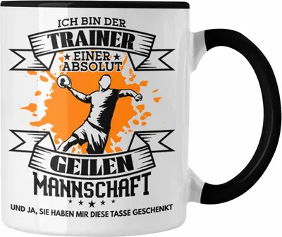 Produktbild von Trendation - Handball Trainer Tasse Geschenk von Mannschaft Lustiger Spruch (Schwarz)