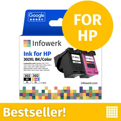 Immagine prodotto di NUOVO: Infowerk Cartucce d'inchiostro per HP 302XL, Multipack (BK/C/M/Y), 1 pezzo