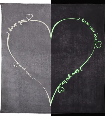 Produktbild von Kuscheldecke Love You Grau Leuchtet im Dunkeln Tagesdecke Kuschelig Flauschig, Größe:220x240 cm