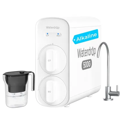 Produktbild von Waterdrop G5P500A Alkalischer Mineral Umkehrosmose-Wasserfilter, 500 GPD, mit einer zusätzlichen WD-PT-05BL-L Wasserfilterkanne
