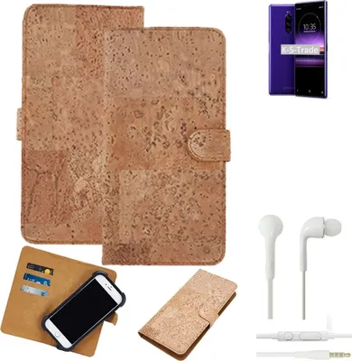 Produktbild von K-S-Trade Hülle kompatibel mit Sony Xperia 1 + in ear Kopfhörer Kork Handyhülle Cover  Schutzhülle TPU Case Bumper in Hellbraun, (1x)