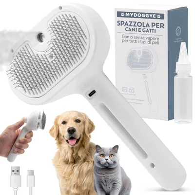 Productafbeelding van MYDOGGYE Stoomborstel voor honden en katten – 3-in-1 stoomborstel voor honden en katten