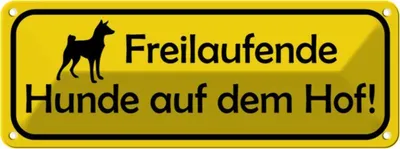 Produktbild von vianmo Blechschild 10x27 cm Freilaufende Hunde auf dem Hof Tier Haustier Hund