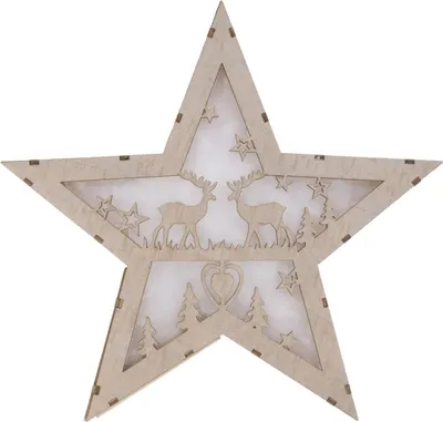 Produktbild von LED-Deko-Stern aus Holz Weihnachtsstern Adventsstern Weihnachtsschmuck Holzstern