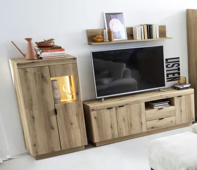Produktbild von Wohnwand >Delamar< (3-teilig) in  Evoke Eiche Nachbildung - 266x165x40 (BxHxT)