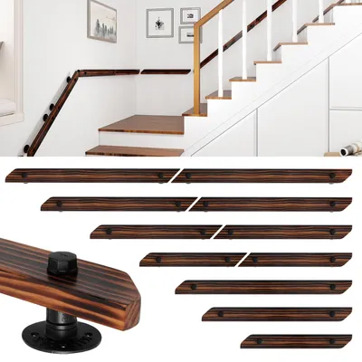 Immagine prodotto di Corrimano per scale da interno ed esterno, lunghezza 200 cm, con supporti a parete, tagliabile, accessori di fissaggio inclusi