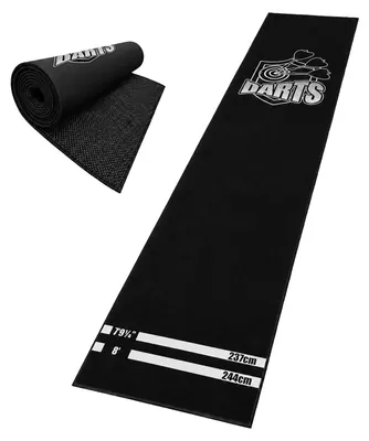 Productafbeelding van Relaxdays dartmat, met aftekenlijn, antislip, beschermt de vloer, polyester, rubber, zwart-wit, afmetingen: 60x260 cm
