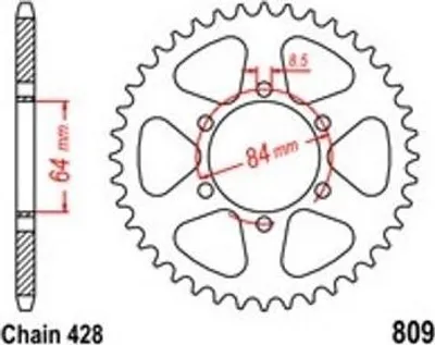 Produktbild von Kettenrad 53 Z Teilung 428 für SUZUKI TS 125 ER 73-81 Rear sprock