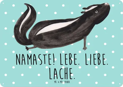 Produktbild von Mr. & Mrs. Panda Wandbild Stinktier Yoga DIN A5 - Türkis Pastell - Geschenk, Schild, Namaste, Skunk, tafel, wandtafel, Wildtier, Liebe, Raubtier, Türschild, Blechschild