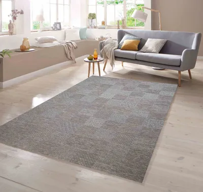 Produktbild von In & Outdoor Teppich Karo Muster in Grau Größe - 120 x 160 cm