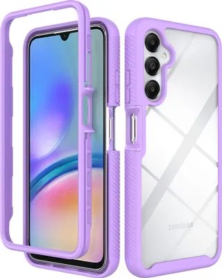 Produktbild von Galaxy A05s Hülle, Hybrid Transparente Rückseite TPU Bumper Stoßfest Schutzhülle für Samsung Galaxy A05s Lila