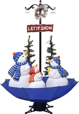 Produktbild von vidaXL Weihnachtsbaum mit Schnee und Schirm-Fuß Blau 170 cm PVC